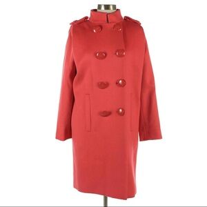 Versace Red Pea Coat with High Collar and Structured Silhouette